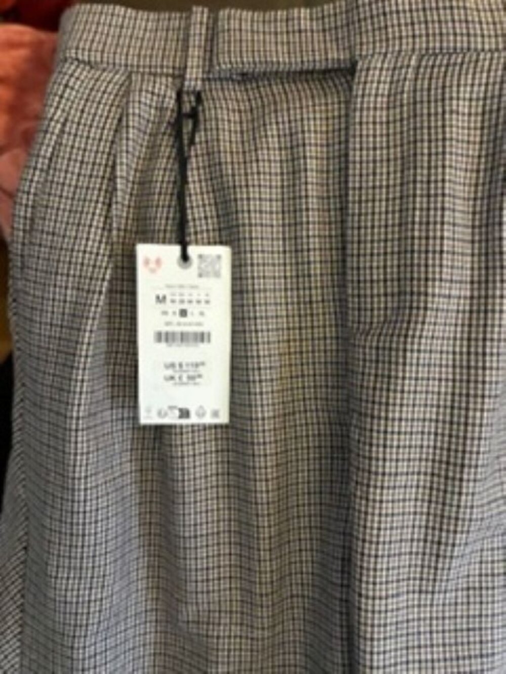 ZARA  BARREL  LEG  TROUSER  BROWN/BEIGE HOUNDSTOOTH  SIZE M